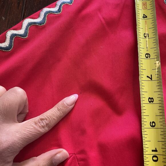 Bob Mackie Wearable Art QVC red collarless embroidered full zip jacket Sz 1X - Picture 4 of 9